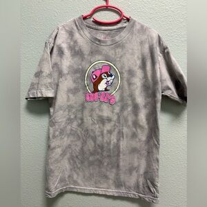 Buc-ee's Graphic Tie-Dye Tee - Gray with Pink Logo